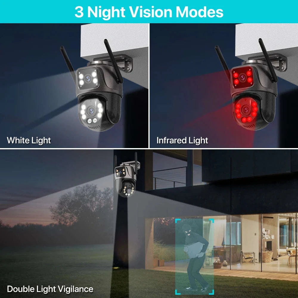 8MP Dual Lens PTZ WiFi Security Camera with AI Tracking-8MP NO SD Card / EU Plug