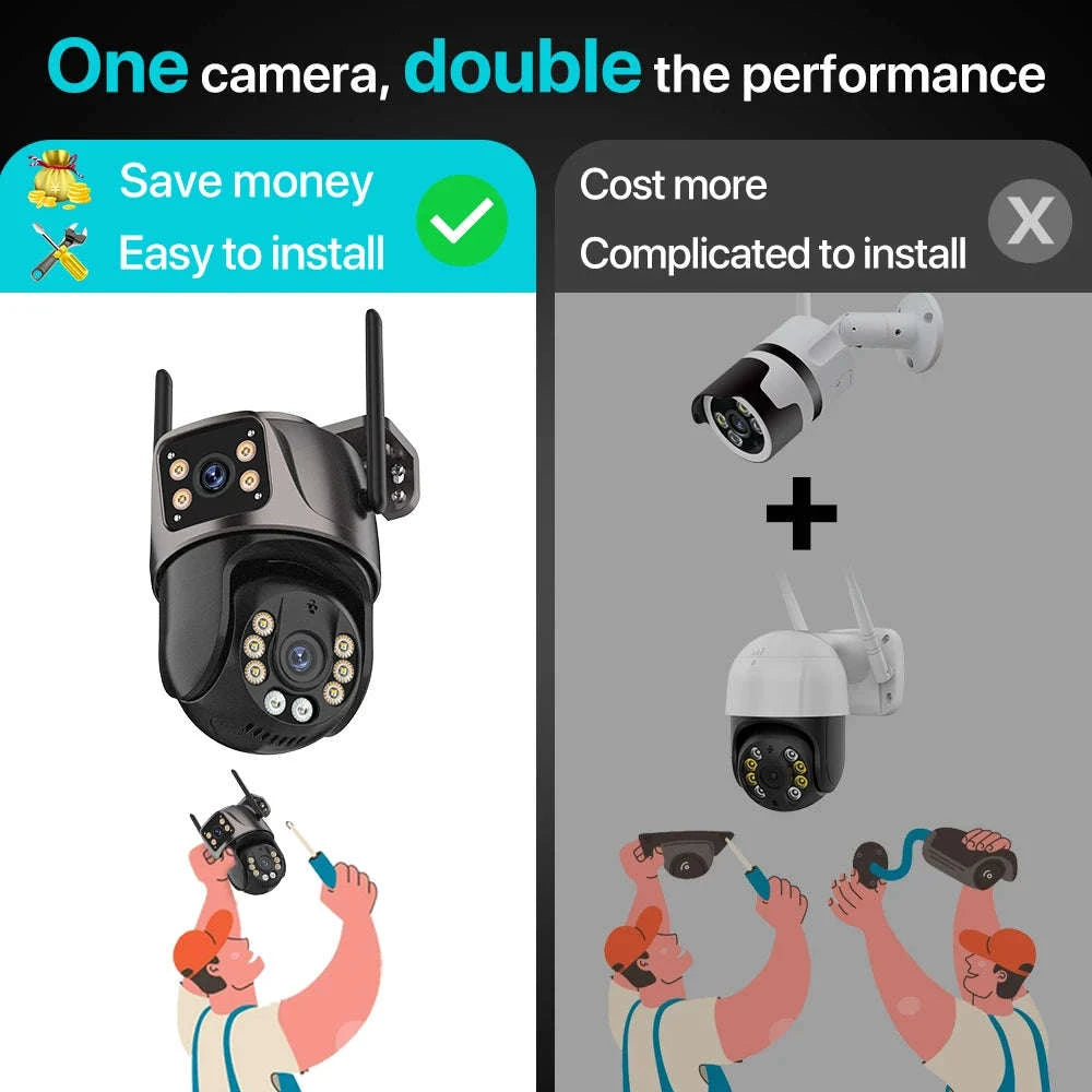 8MP Dual Lens PTZ WiFi Security Camera with AI Tracking-8MP NO SD Card / EU Plug
