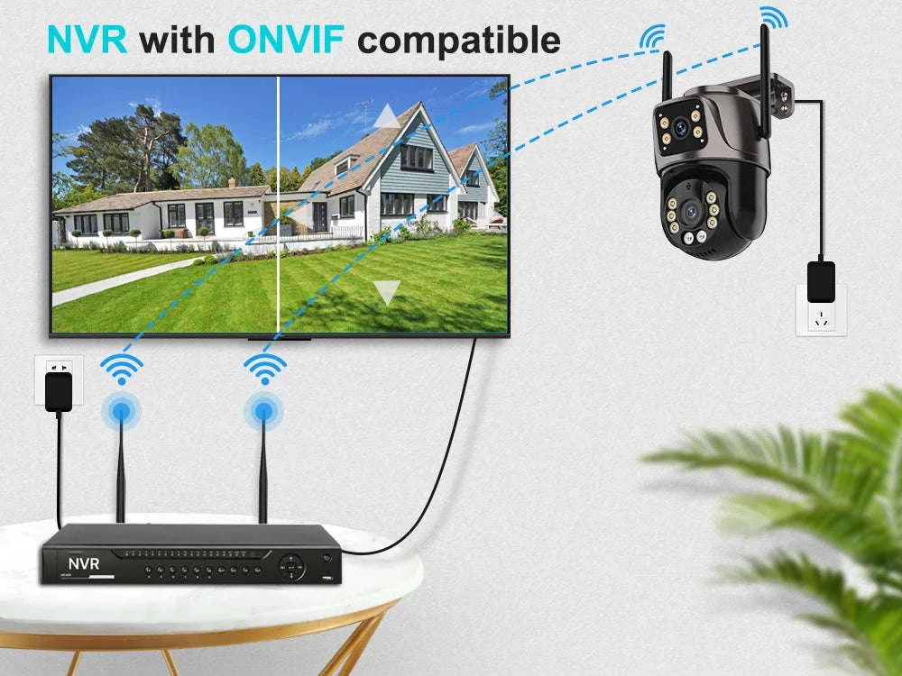 8MP Dual Lens PTZ WiFi Security Camera with AI Tracking-8MP NO SD Card / EU Plug