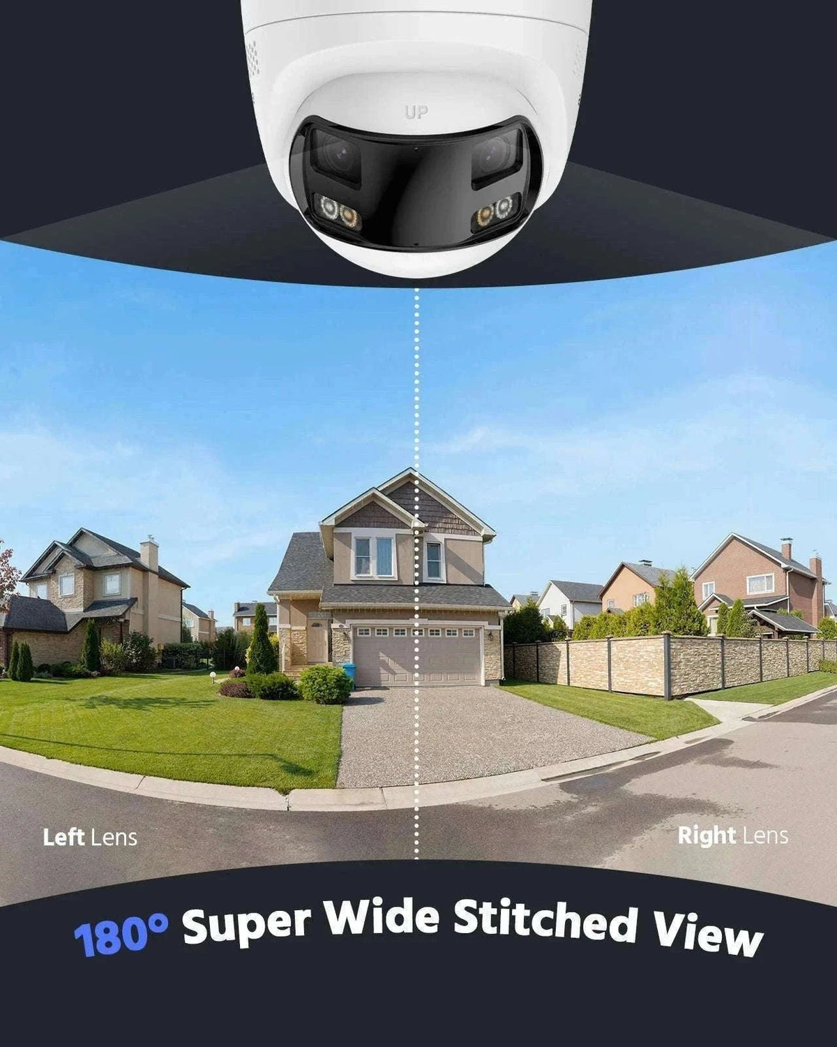 8MP Dual-Lens Security Camera with 180° Panorama-1PC I91DX / UNITED KINGDOM