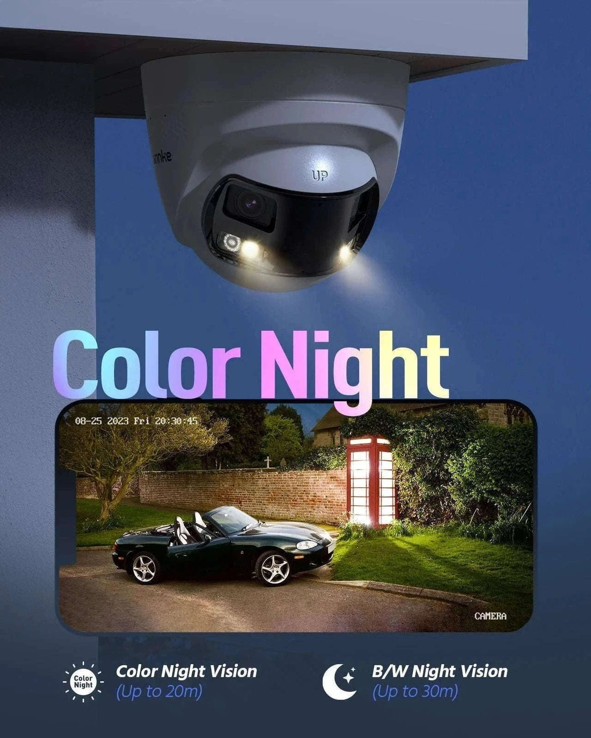 8MP Dual-Lens Security Camera with 180° Panorama-1PC I91DX / UNITED KINGDOM