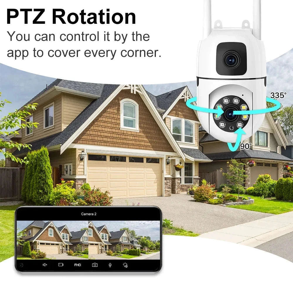 8MP Dual Lens WiFi PTZ Security Camera with 360° Tracking-8MP Wifi Camera 64G / UK Plug