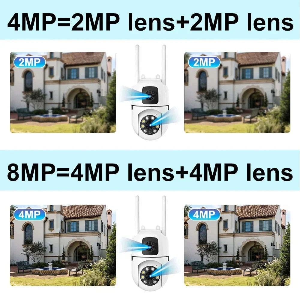 8MP Dual Lens WiFi PTZ Security Camera with 360° Tracking-8MP Wifi Camera 64G / UK Plug