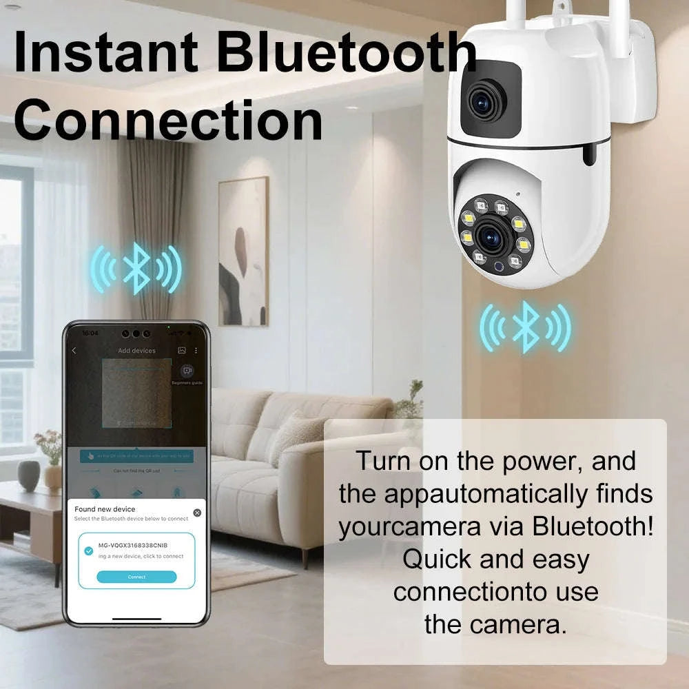 8MP Dual Lens WiFi PTZ Security Camera with 360° Tracking-8MP Wifi Camera 64G / UK Plug