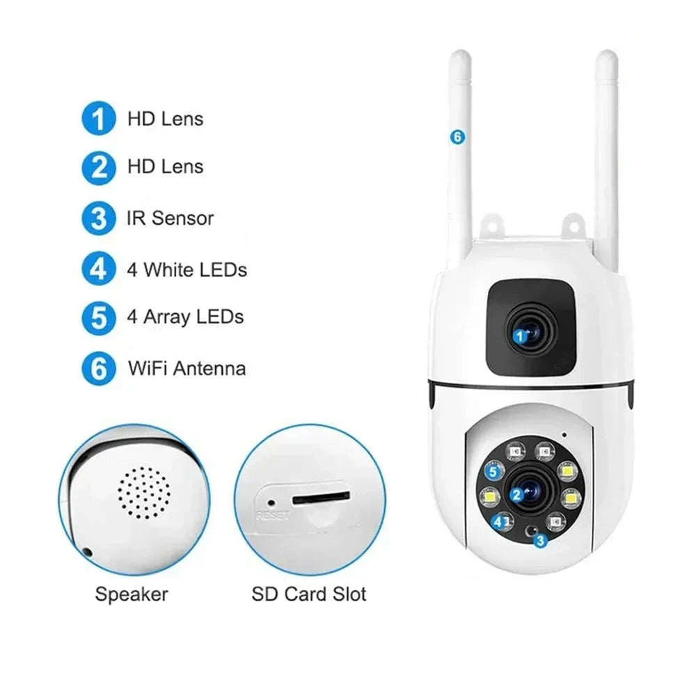 8MP Dual Lens WiFi PTZ Security Camera with 360° Tracking-8MP Wifi Camera 64G / UK Plug