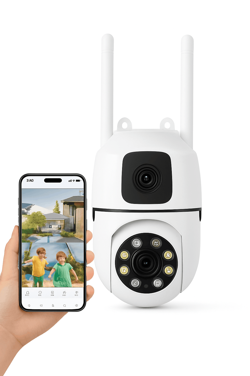 8MP Dual Lens WiFi PTZ Security Camera with 360° Tracking-8MP Wifi Camera 64G / UK Plug