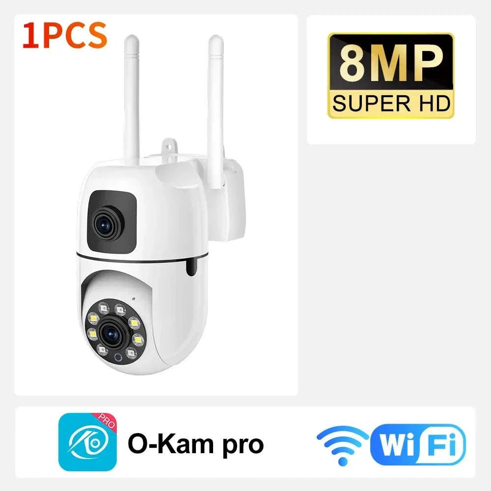 8MP Dual Lens WiFi PTZ Security Camera with 360° Tracking-8MP Wifi Camera 64G / UK Plug