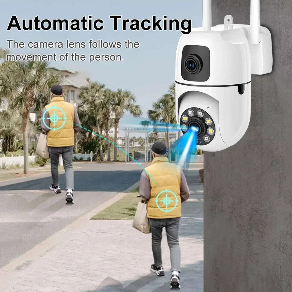8MP Dual Lens WiFi PTZ Security Camera with 360° Tracking-8MP Wifi Camera 64G / UK Plug