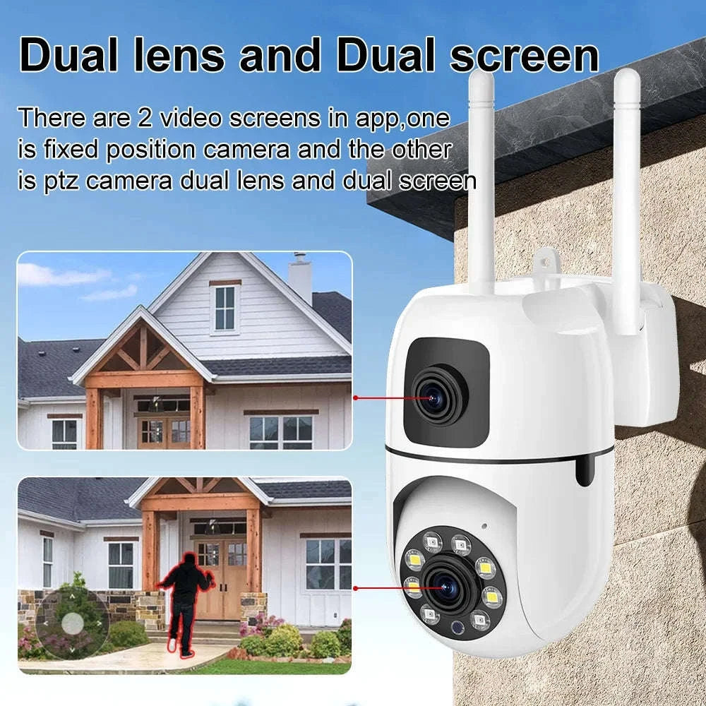 8MP Dual Lens WiFi PTZ Security Camera with 360° Tracking-8MP Wifi Camera 64G / UK Plug