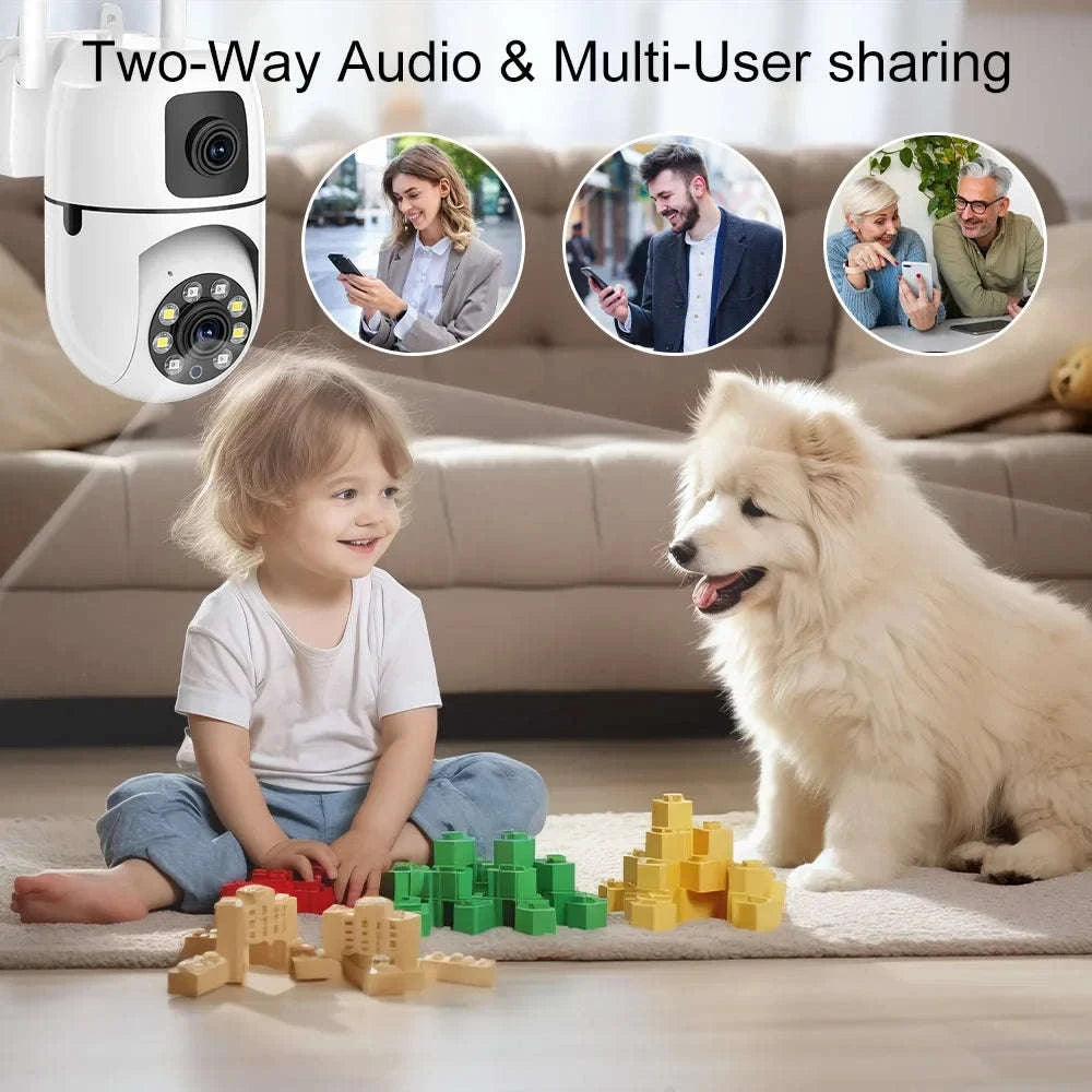 8MP Dual Lens WiFi PTZ Security Camera with 360° Tracking-8MP Wifi Camera 64G / UK Plug