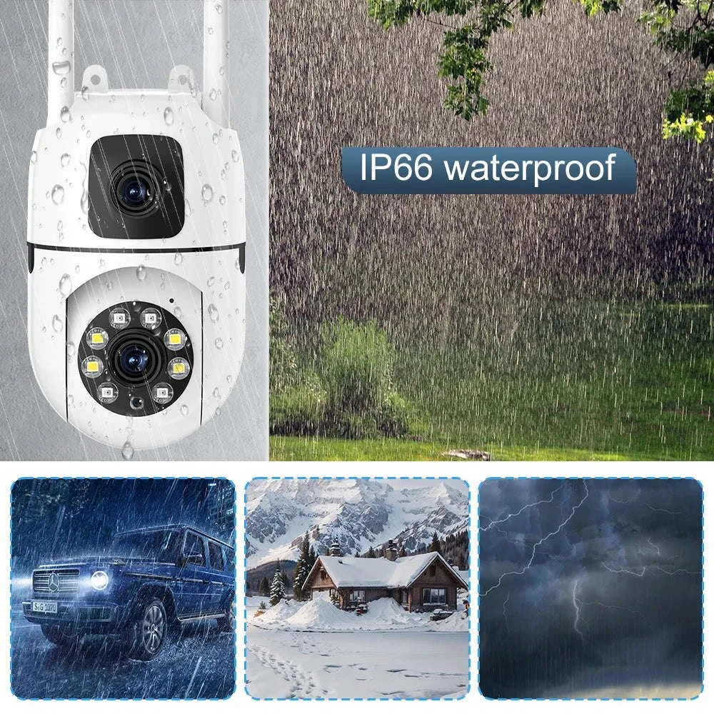 8MP Dual Lens WiFi PTZ Security Camera with 360° Tracking-8MP Wifi Camera 64G / UK Plug