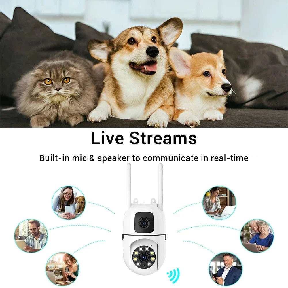 8MP Dual Lens WiFi PTZ Security Camera with 360° Tracking-8MP Wifi Camera 64G / UK Plug