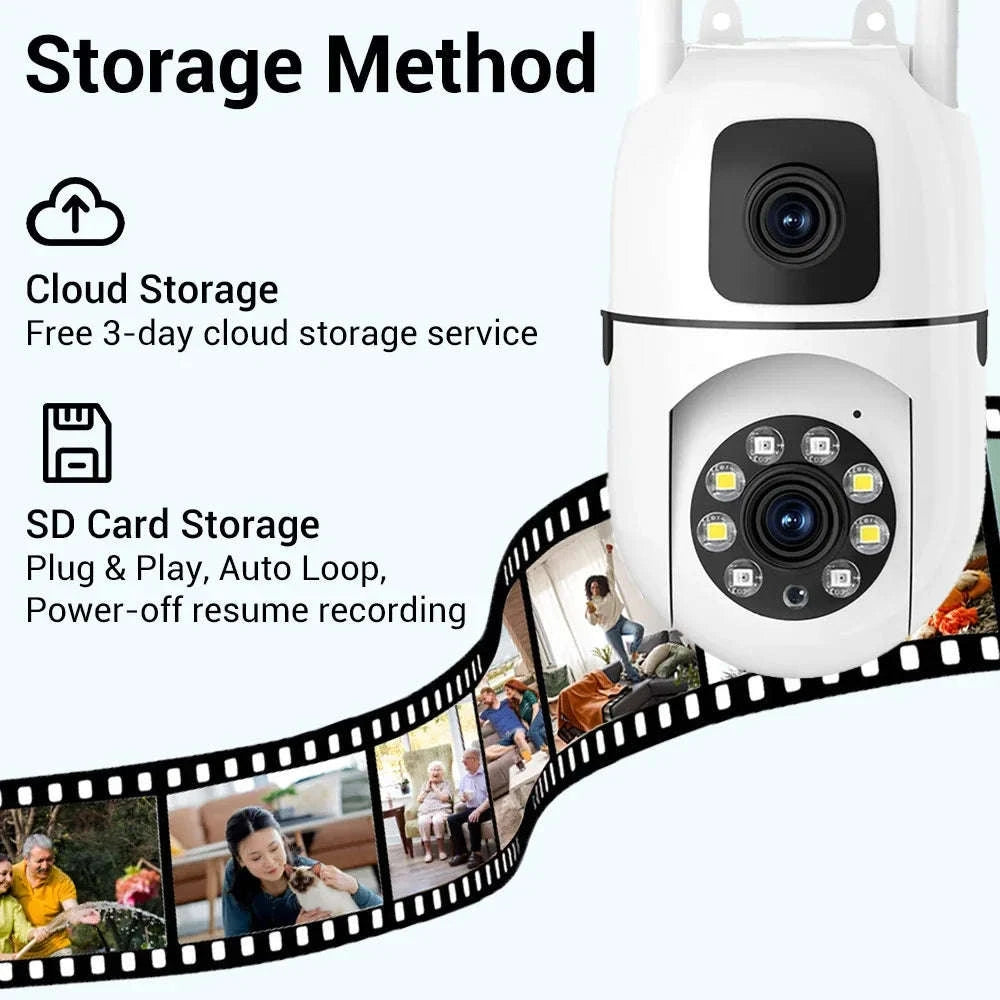 8MP Dual Lens WiFi PTZ Security Camera with 360° Tracking-8MP Wifi Camera 64G / UK Plug