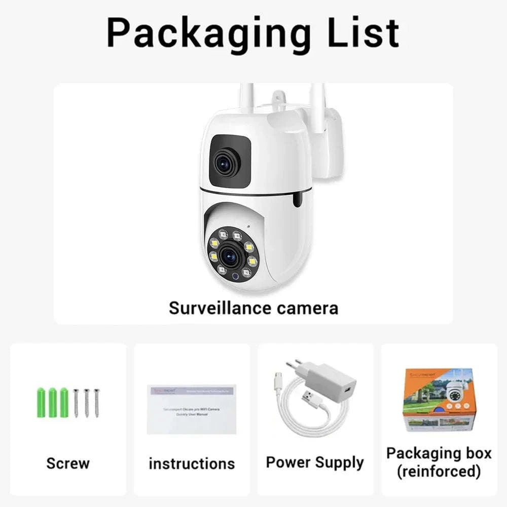 8MP Dual Lens WiFi PTZ Security Camera with 360° Tracking-8MP Wifi Camera 64G / UK Plug