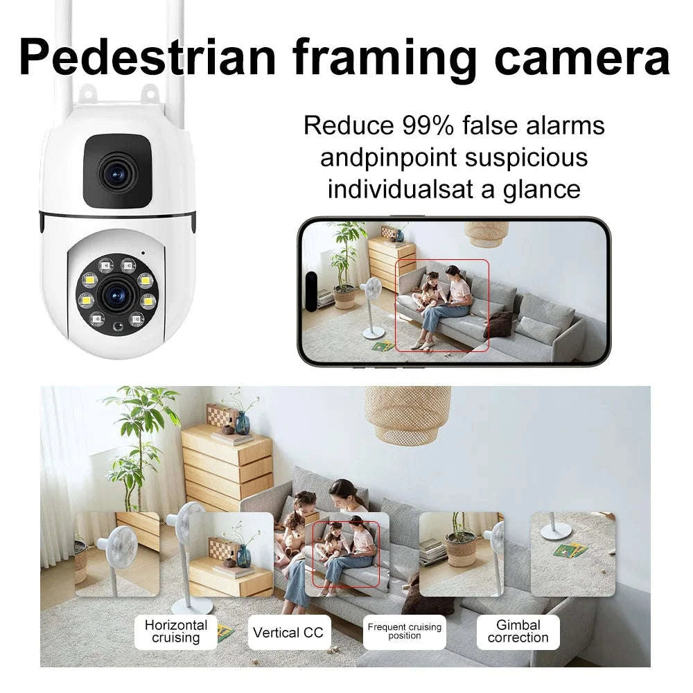 8MP Dual Lens WiFi PTZ Security Camera with 360° Tracking-8MP Wifi Camera 64G / UK Plug