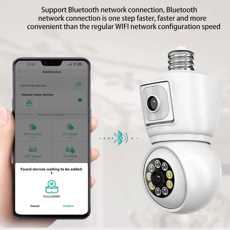 8MP E27 WiFi Bulb Camera with Dual Lens and Auto Tracking-8MP Camera / United States
