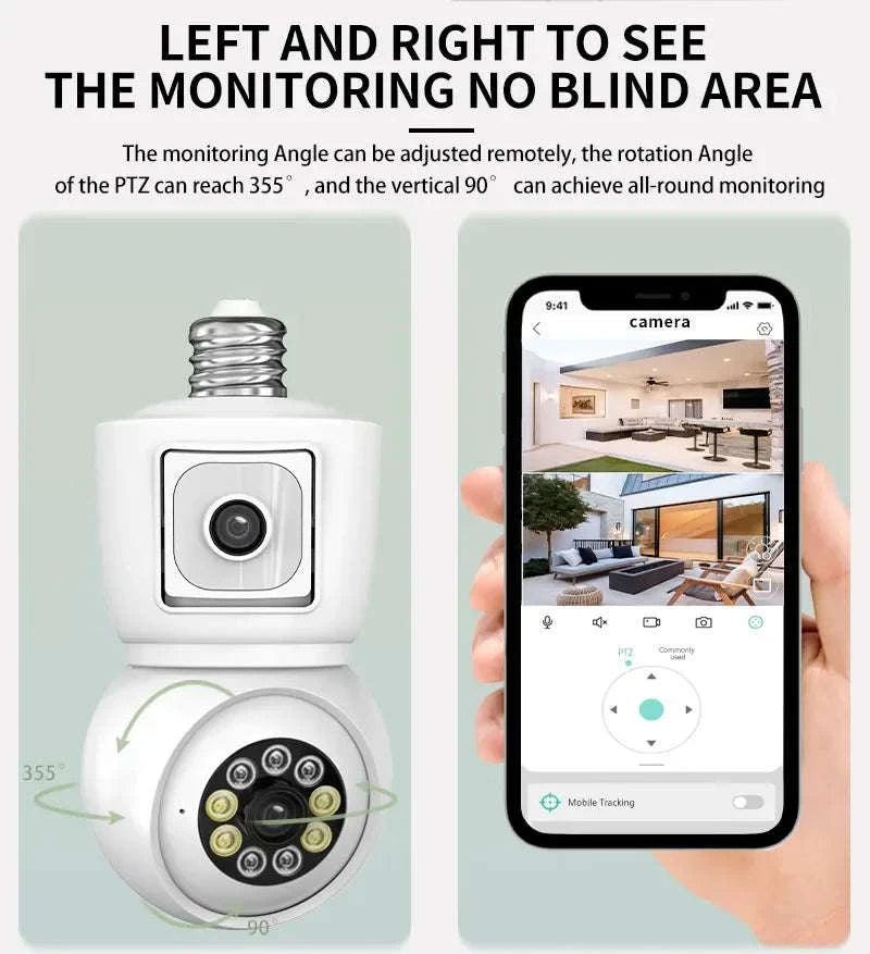 8MP E27 WiFi Bulb Camera with Dual Lens and Auto Tracking-8MP Camera / United States