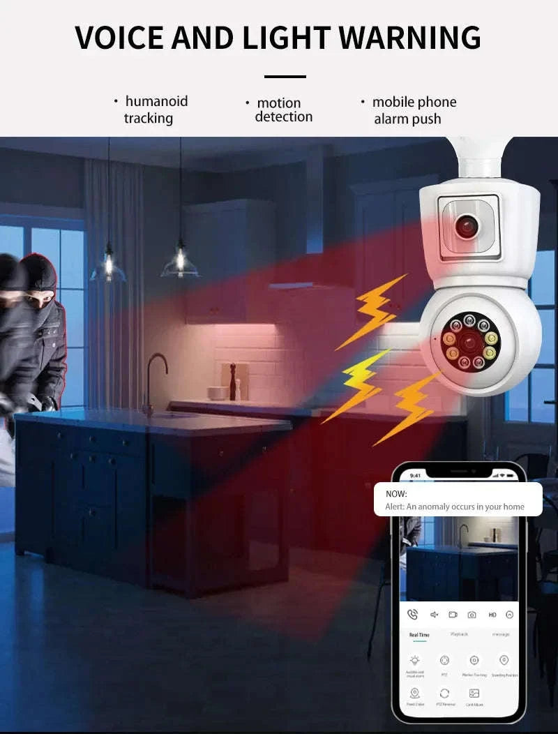 8MP E27 WiFi Bulb Camera with Dual Lens and Auto Tracking-8MP Camera / United States