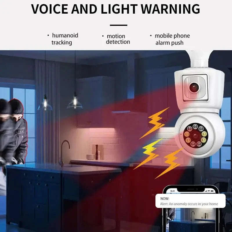 8MP E27 WiFi Bulb Camera with Dual Lens and Auto Tracking-8MP Camera / United States