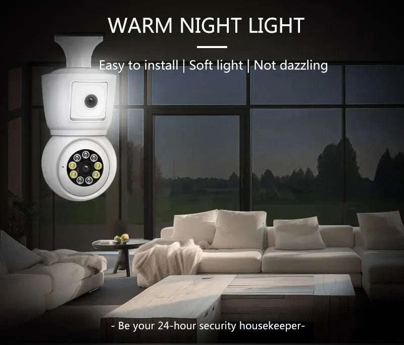 8MP E27 WiFi Bulb Camera with Dual Lens and Auto Tracking-8MP Camera / United States
