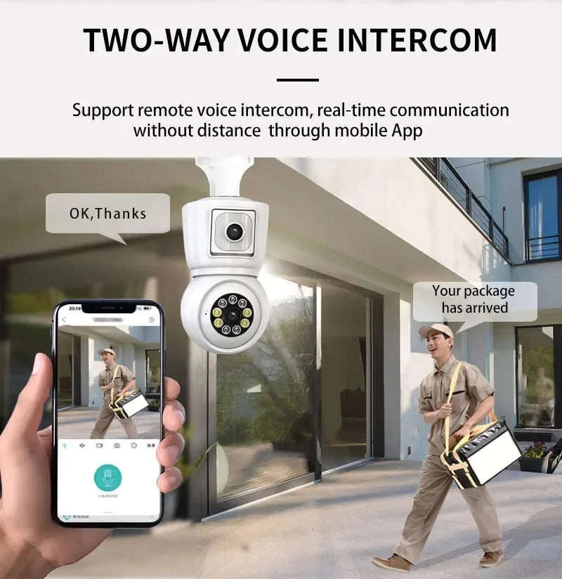 8MP E27 WiFi Bulb Camera with Dual Lens and Auto Tracking-8MP Camera / United States