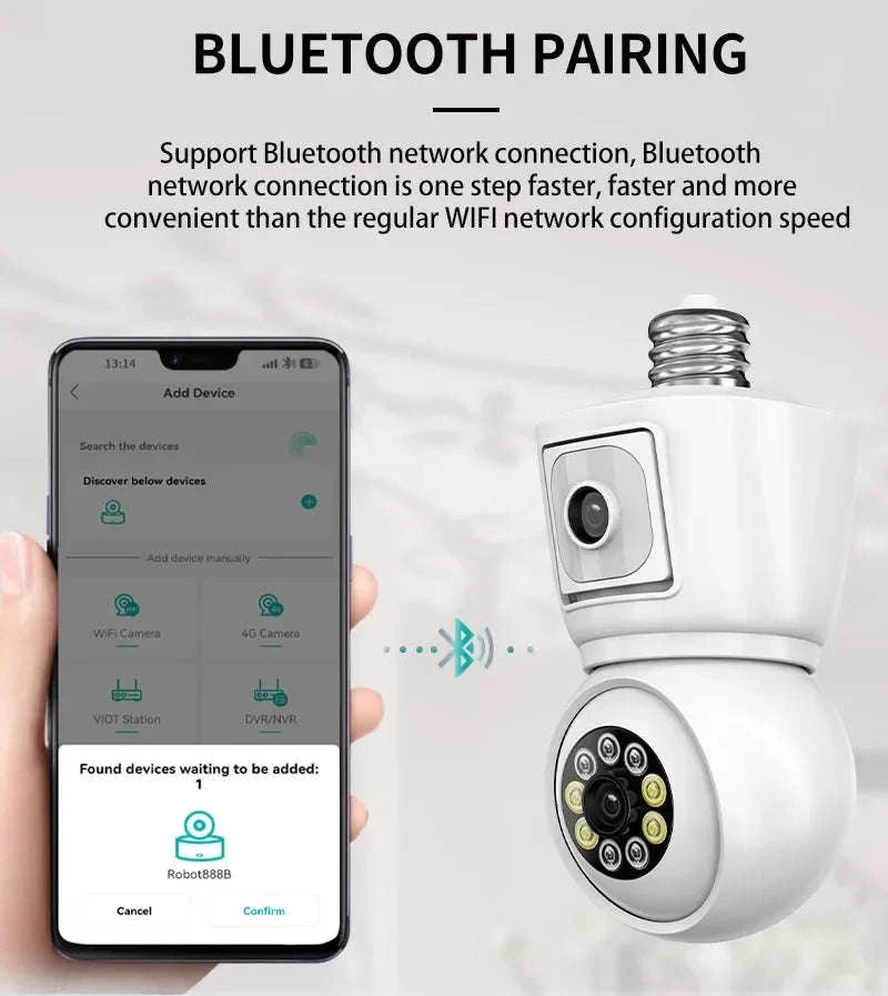 8MP E27 WiFi Bulb Camera with Dual Lens and Auto Tracking-8MP Camera / United States