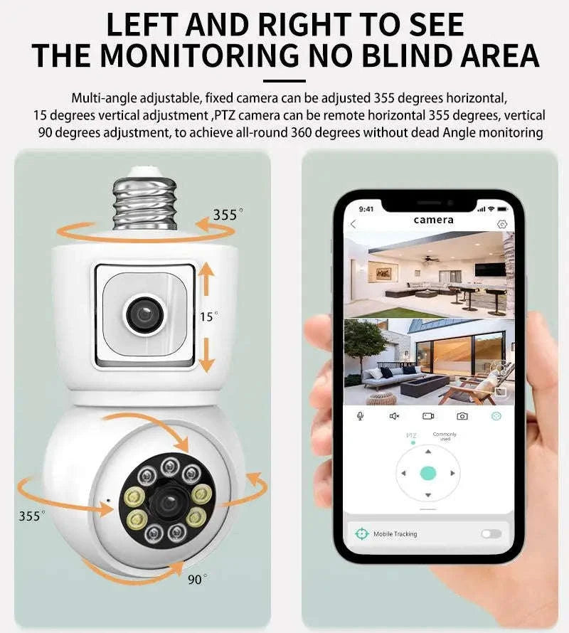 8MP E27 WiFi Bulb Camera with Dual Lens and Auto Tracking-8MP Camera / United States