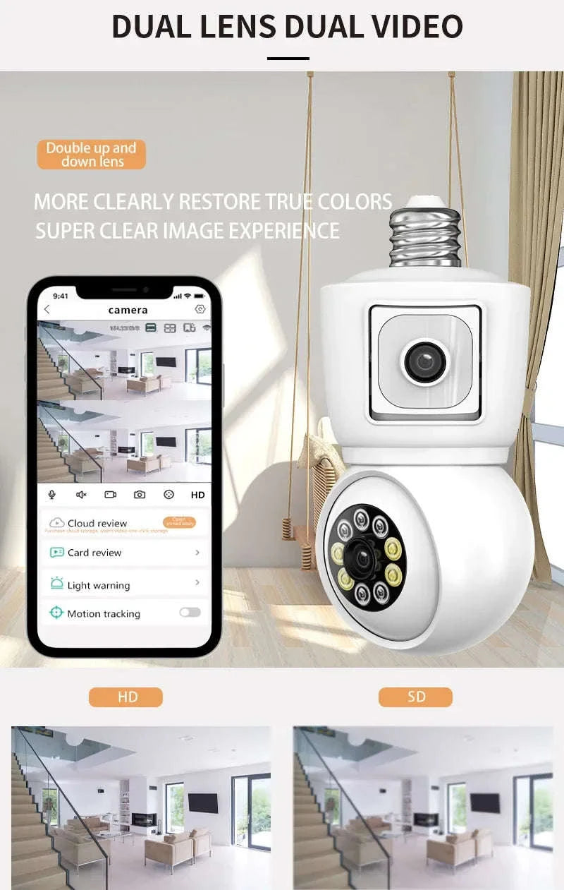 8MP E27 WiFi Bulb Camera with Dual Lens and Auto Tracking-8MP Camera / United States