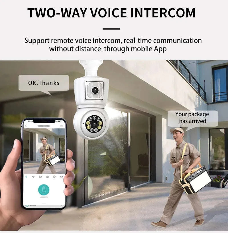 8MP E27 WiFi Bulb Camera with Dual Lens and Auto Tracking-8MP Camera / United States