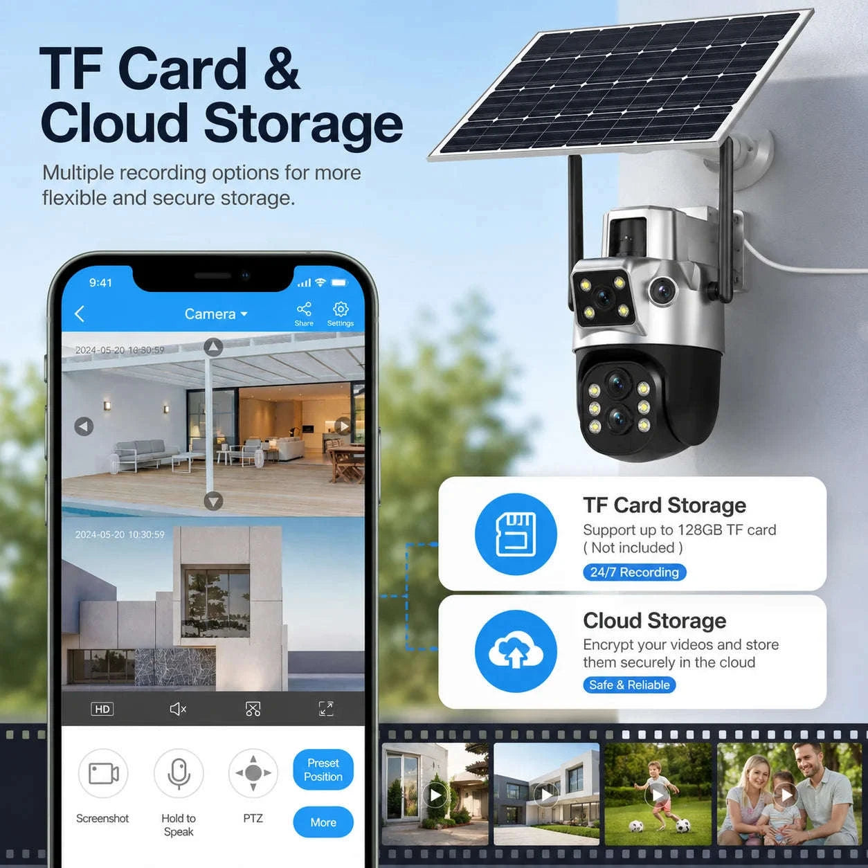 8MP Outdoor PTZ Security Camera Solar WiFi Dual Lens-WIF Solar Camera / Poland / USB Type-C