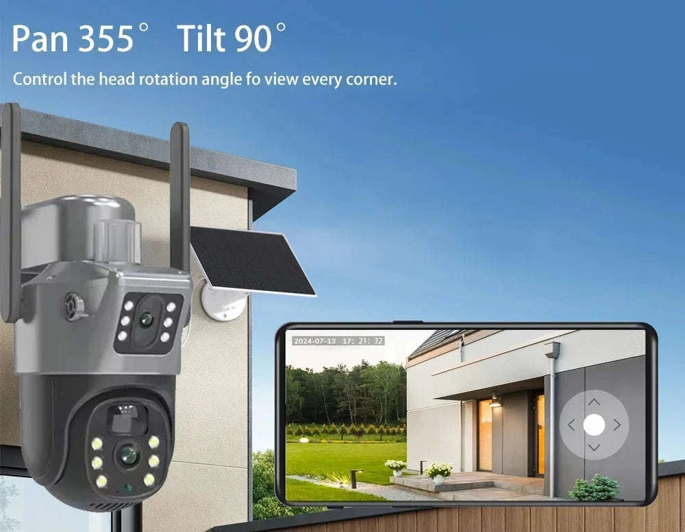 8MP Outdoor PTZ Security Camera Solar WiFi Dual Lens-WIF Solar Camera / Poland / USB Type-C