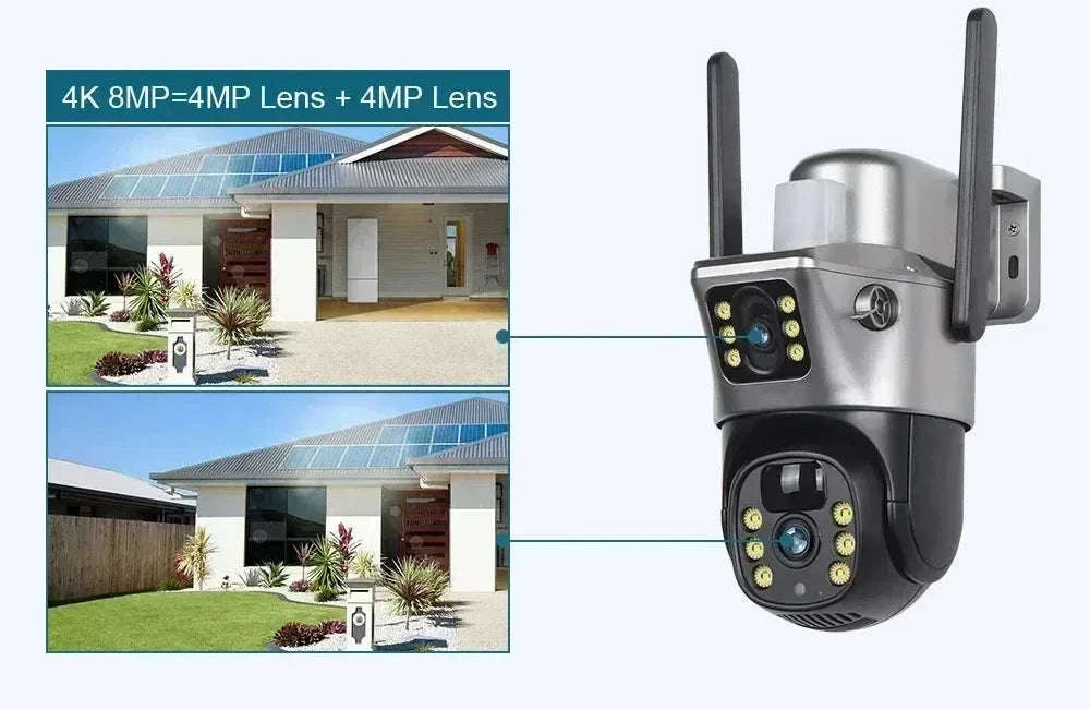 8MP Outdoor PTZ Security Camera Solar WiFi Dual Lens-WIF Solar Camera / Poland / USB Type-C