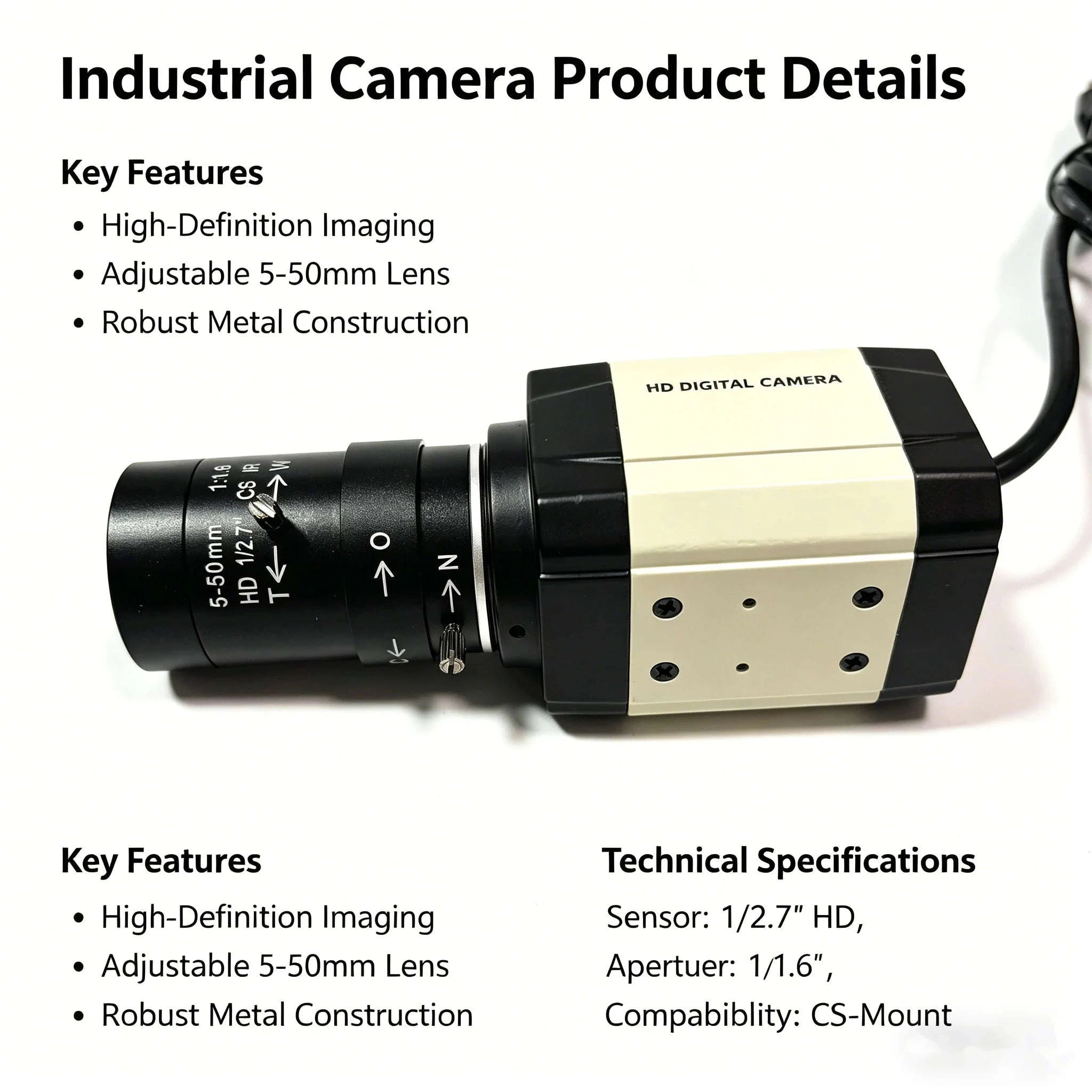 8MP UVC USB Webcam with 5-50mm Optical Zoom Lens-5MP IMX335