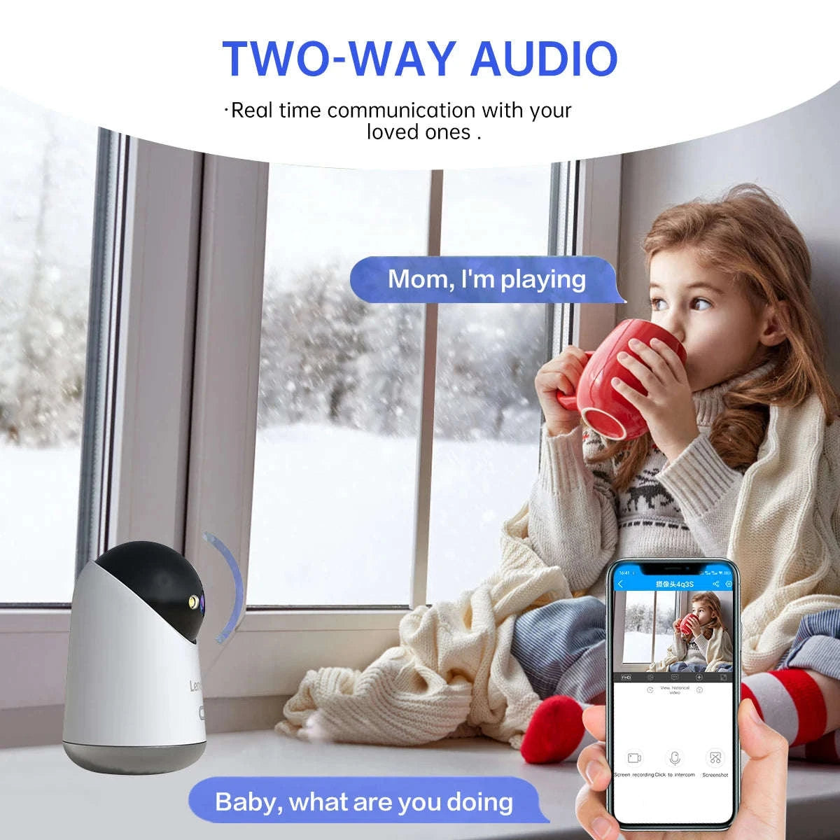 8MP WiFi Indoor Security Camera with Color Night Vision and 360° PTZ-5MP Camera / US Plug / China Mainland