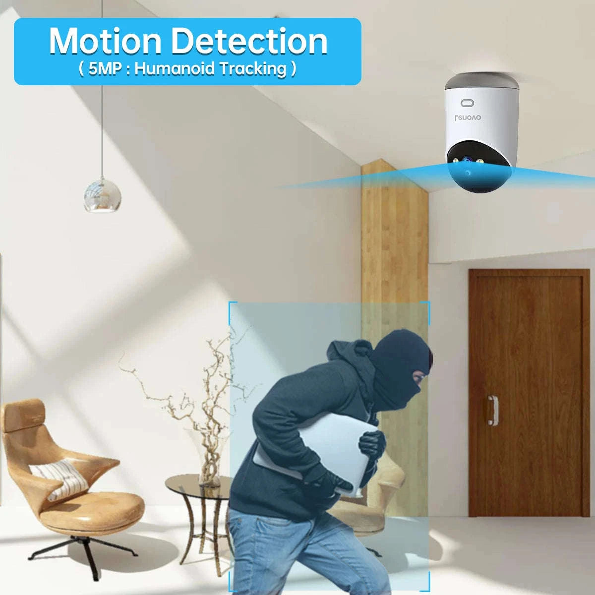 8MP WiFi Indoor Security Camera with Color Night Vision and 360° PTZ-5MP Camera / US Plug / China Mainland