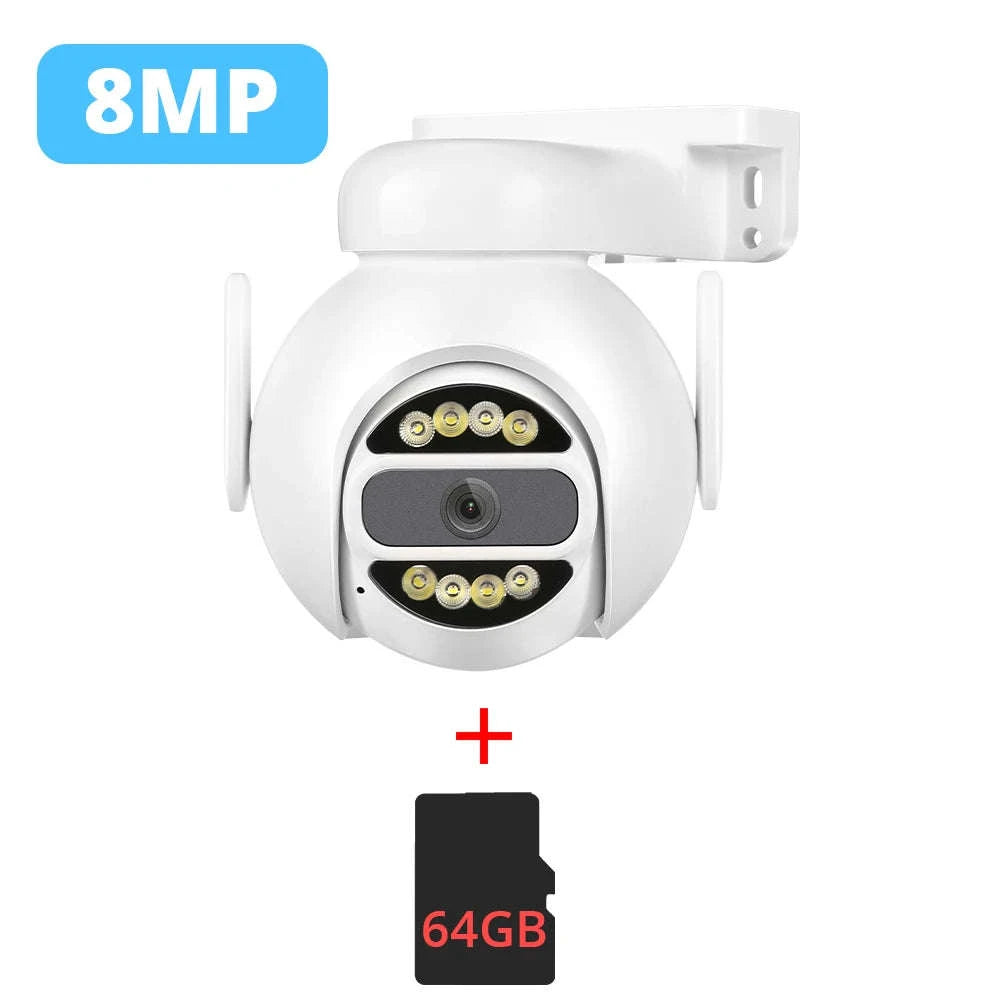 8MP WiFi PTZ Security Camera with 4X Digital Zoom and Color Night Vision-5MP 64G TF Card / UK Plug