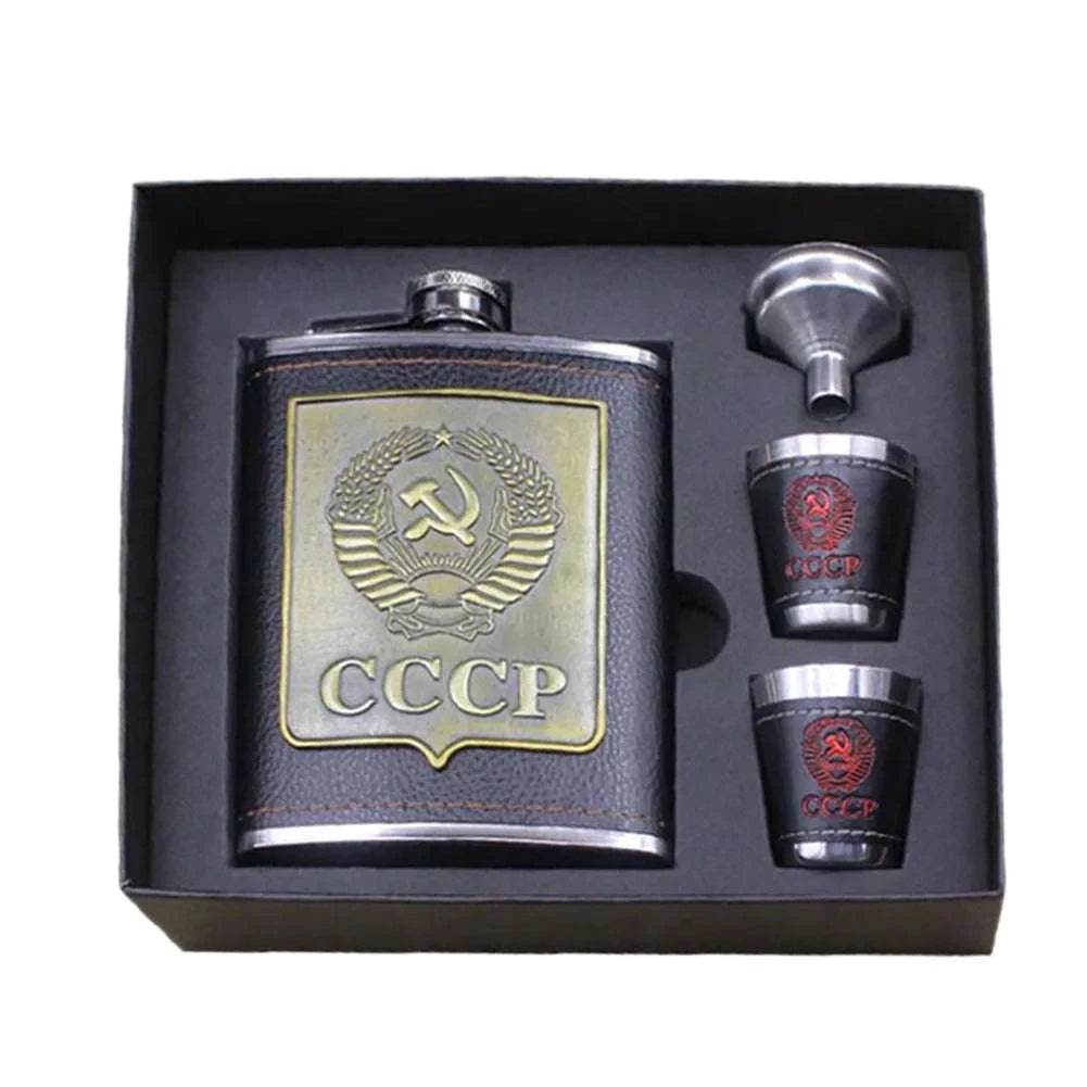 8oz Stainless Steel  Hip Flasks  Wine Bottle Funnel Cups Kit-2 / United States
