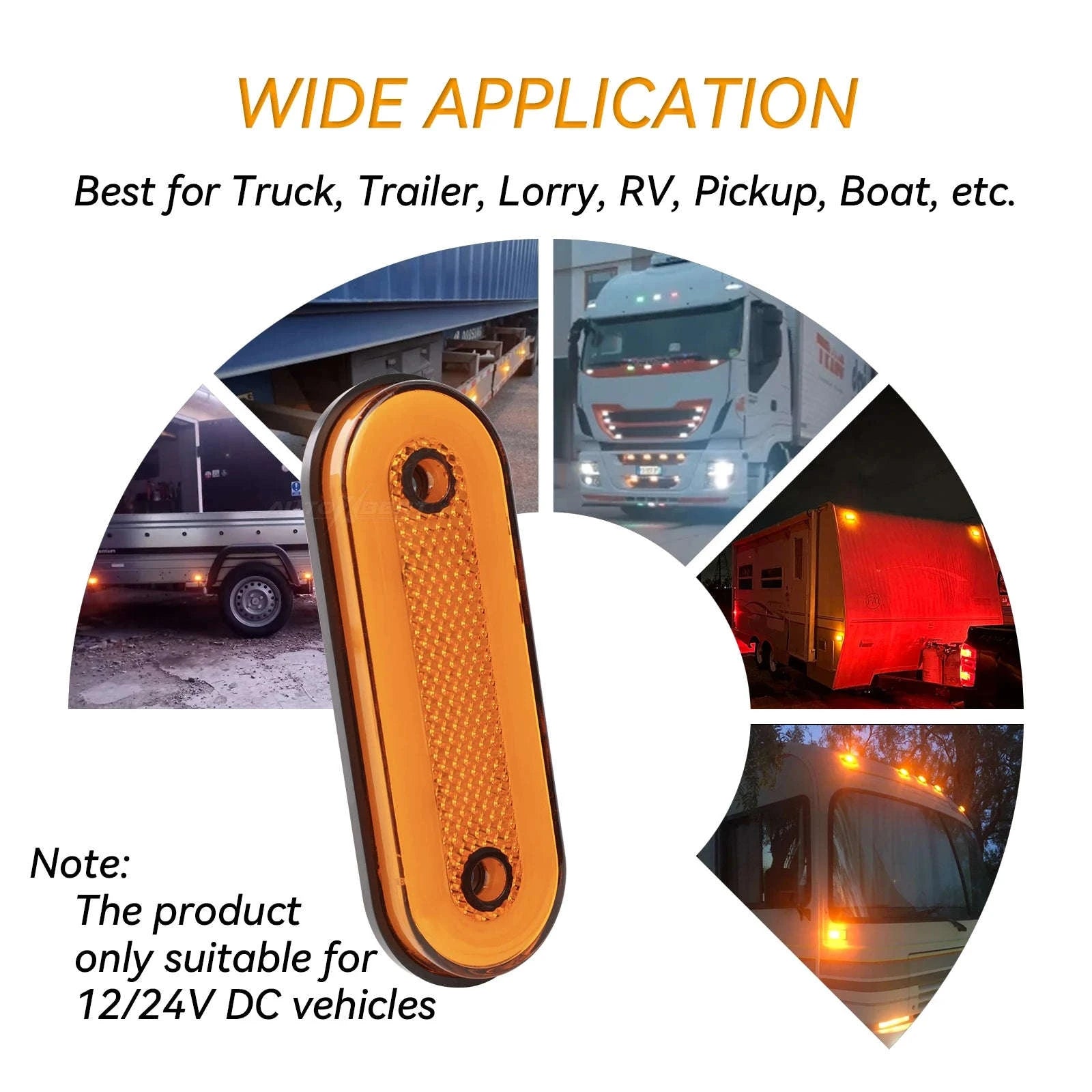 8pcs 12V 24V Oval LED Side Marker Lights Surface Mount-Default Title