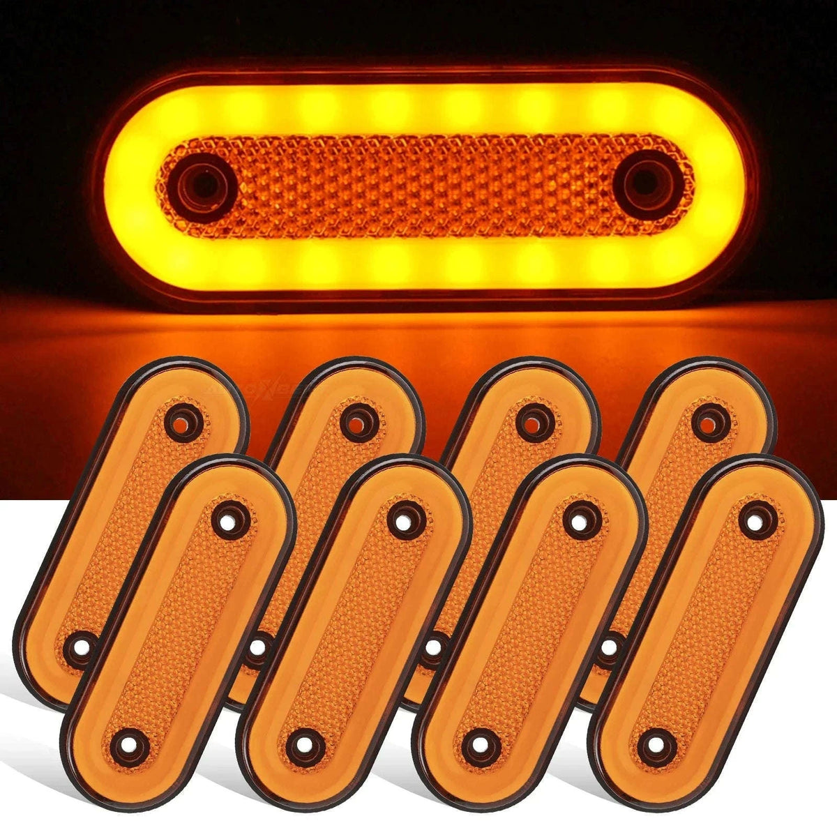 8pcs 12V 24V Oval LED Side Marker Lights Surface Mount-Default Title