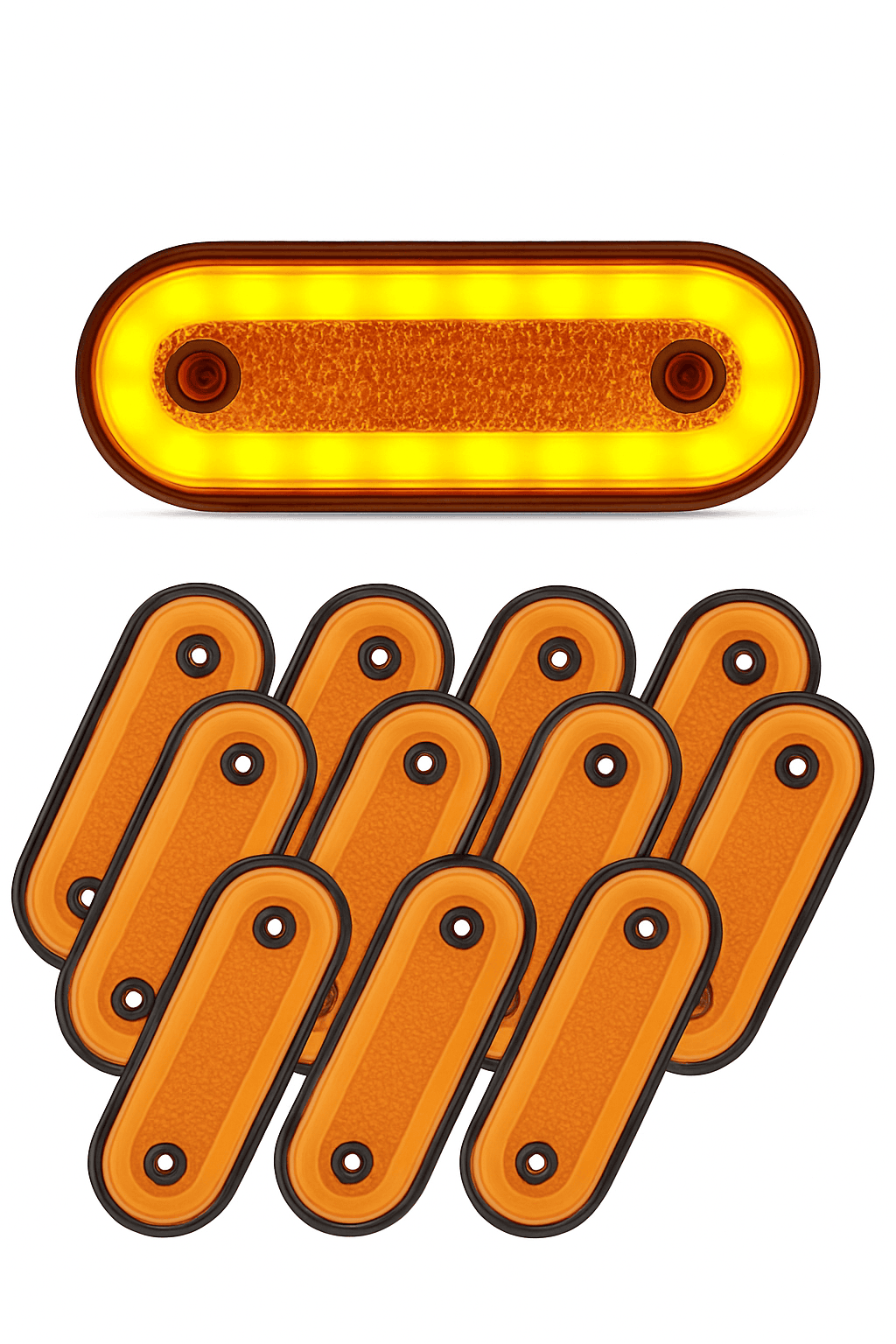 8pcs 12V 24V Oval LED Side Marker Lights Surface Mount-Default Title