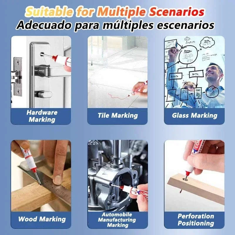 8Pcs Deep Hole Markers for Precision Marking-4Red 4Blue