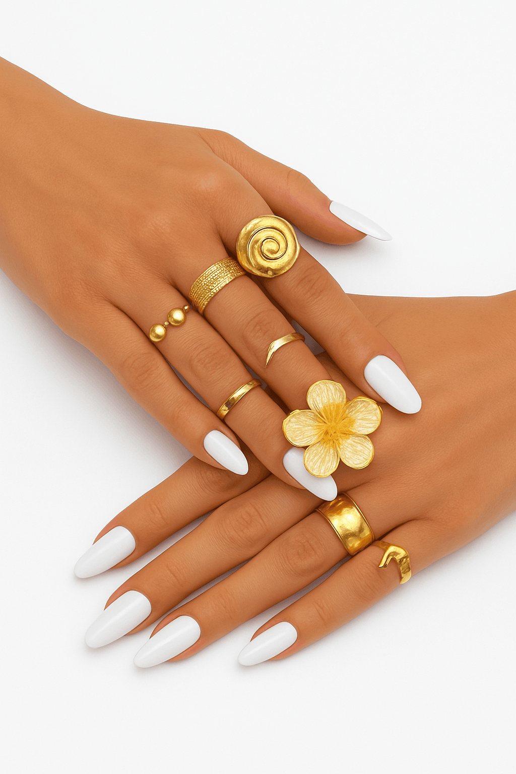8Pcs Vintage Metal Flower Rings Set for Women-Set / CHINA