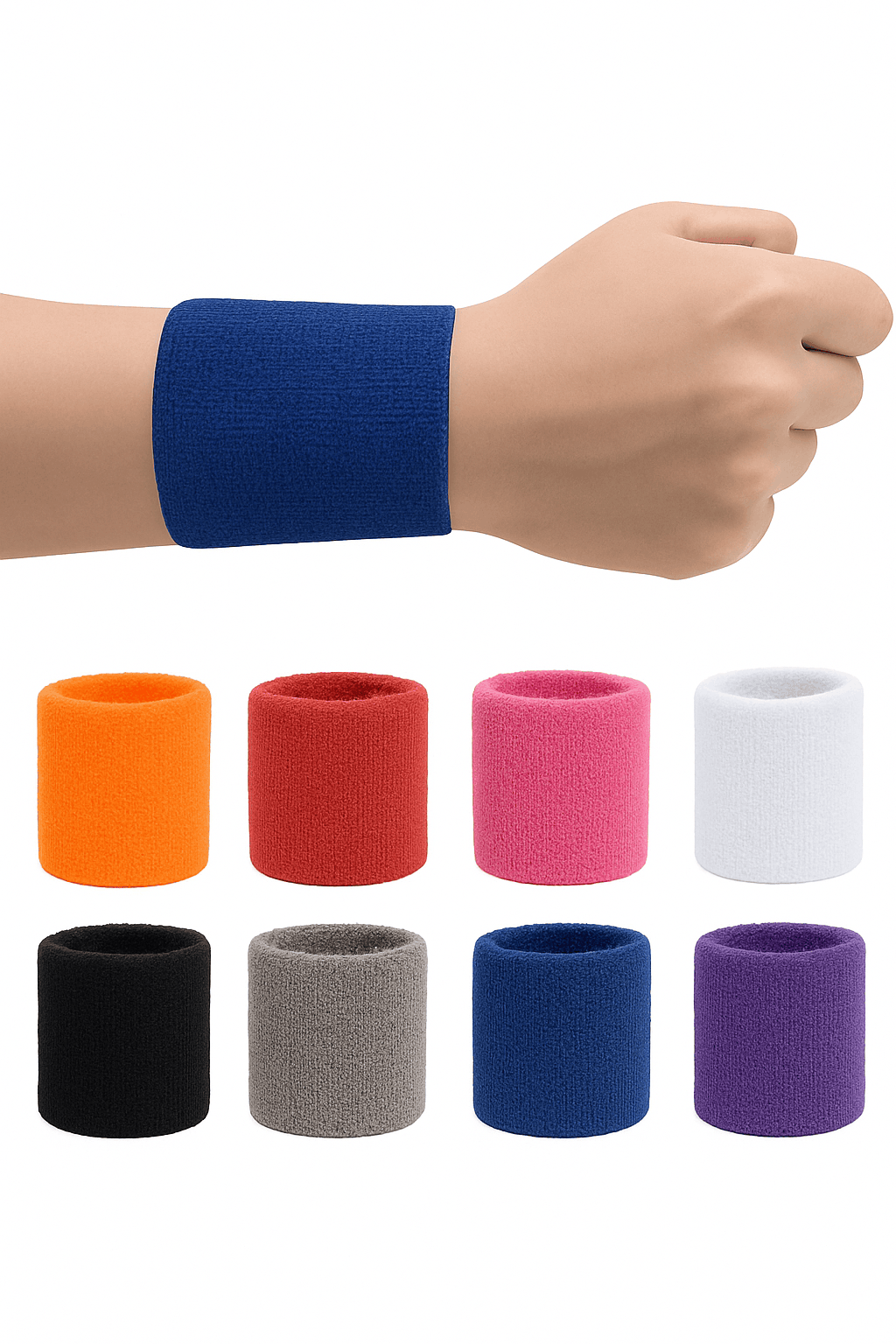 8x10CM Sports Wristbands for Sweat Control and Wrist Support-Black (2Pcs)