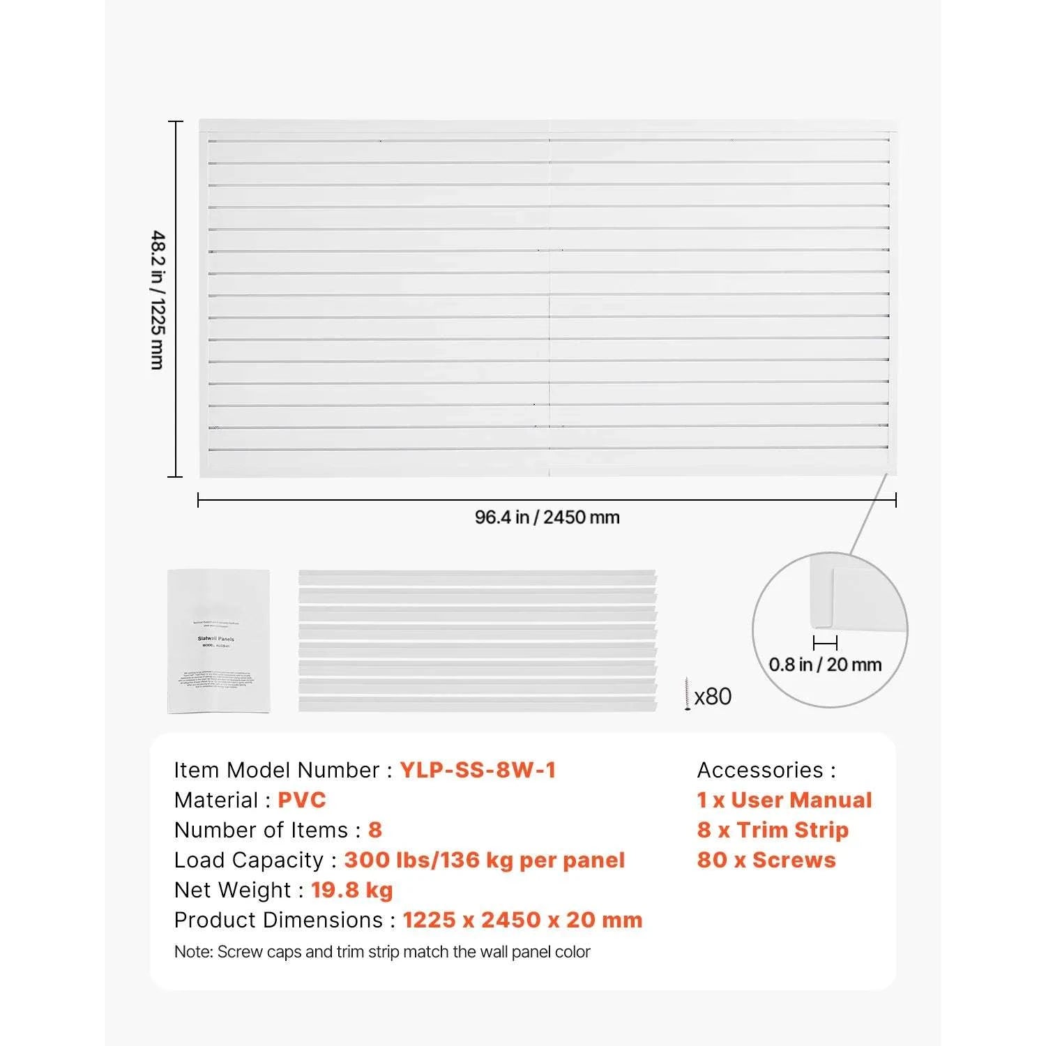 8x4 Ft PVC Slatwall Panels with Accessories for Garage Storage-Grey / CZECH REPUBLIC