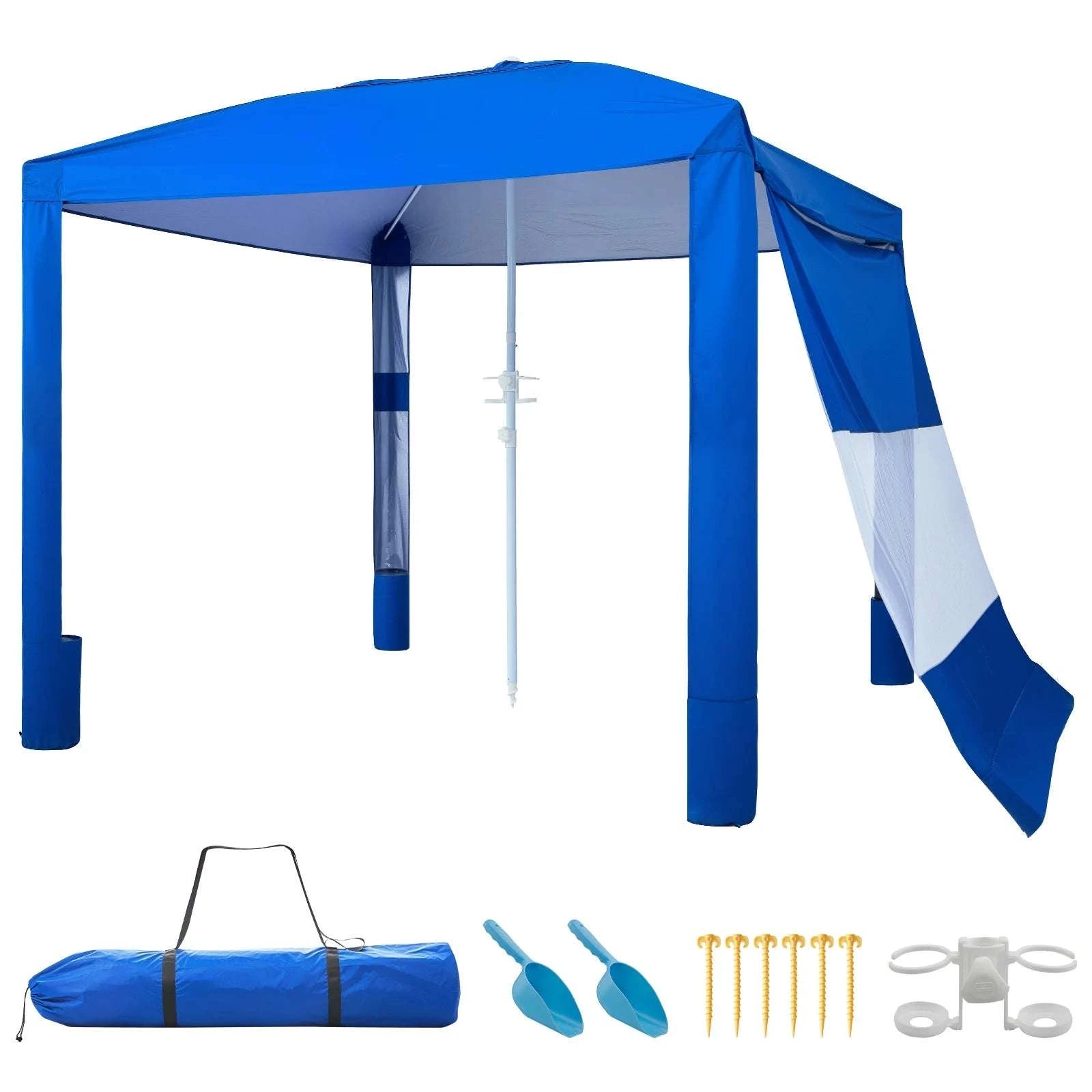 8x8 ft Beach Cabana Tent with UPF 50+ Shade & Side Wall-Navy Solid / United States