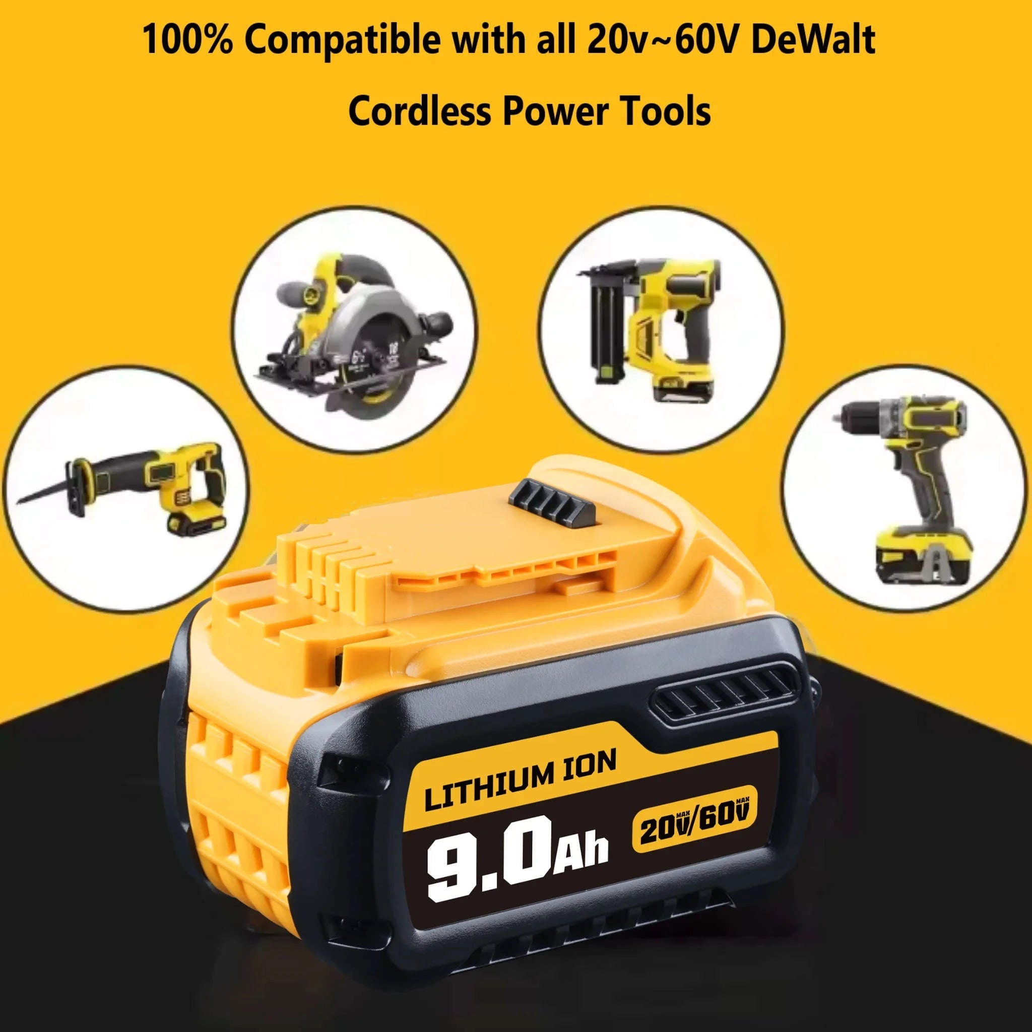 9/12/15Ah DCB609 20v 60v Max Lithium-ion Battery 21700 Replace for Dewalt DCB606 DCB200 DCB182 Power Tool Battery Pin-1PCS 12.0Ah / 60V / United States