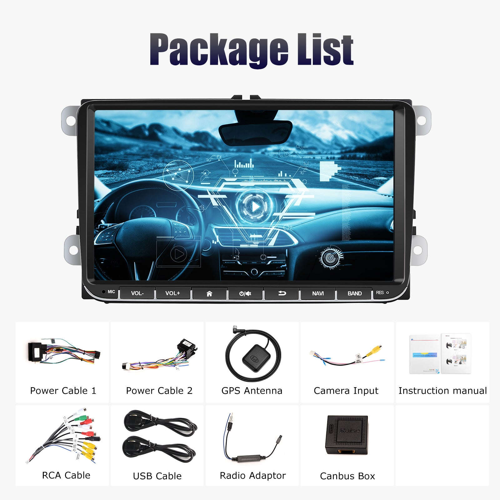 9" Android 14 4G+64G Wireless Carplay Car Stereo GPS NAVI WIFI RDS FM BT EQ for VW Golf 5 6 Passat Polo Touran Tiguan Caddy EOS-1-32 Carplay AHD Cam / United States / Quad Core