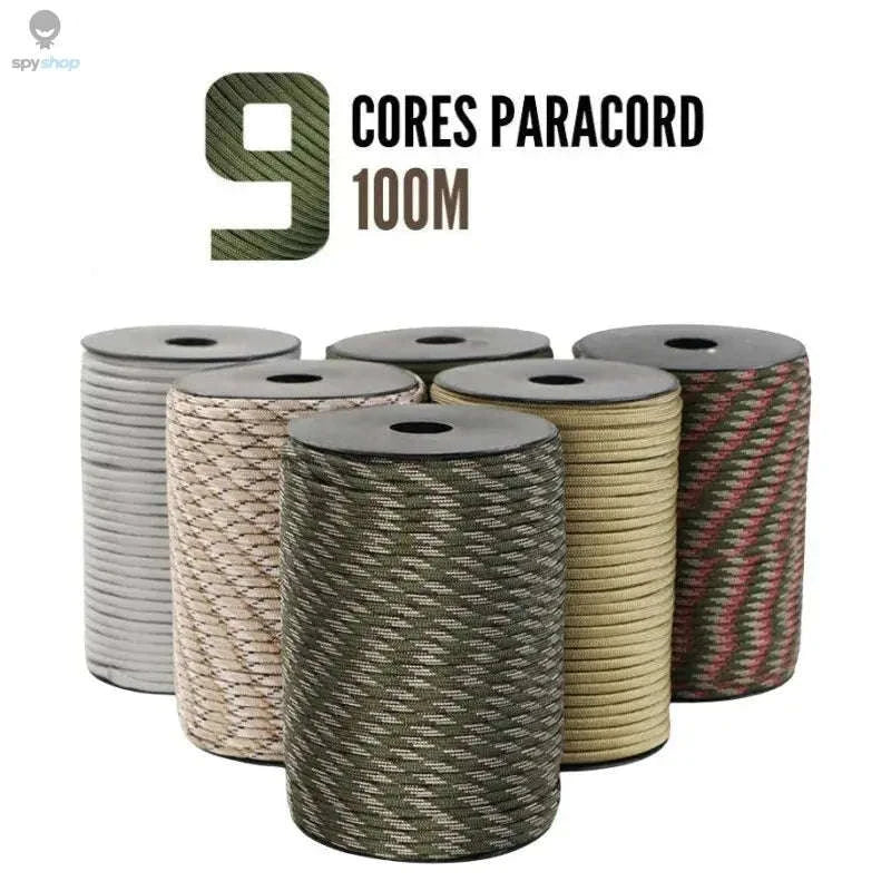 9-Core 4mm Paracord Rope – Durable Outdoor Cord for Camping and DIY-Black / 100M