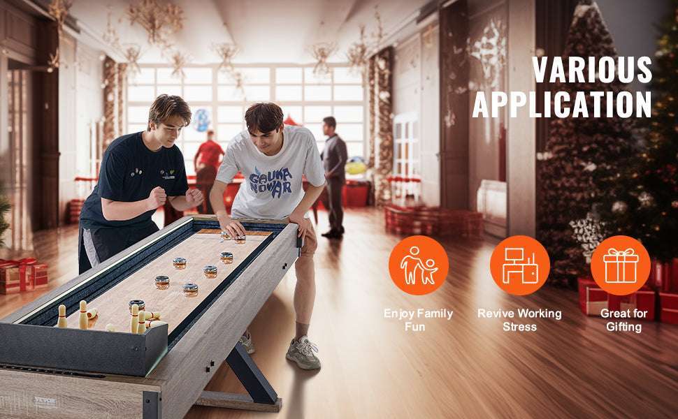 9 Ft LED Shuffleboard Table with Bowling Game 2-in-1 Set-9in / United States