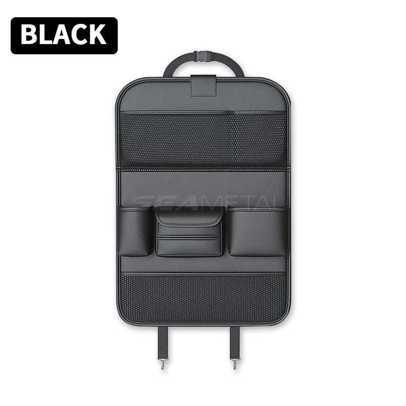 9 in 1 Car Seat Back Organizer with Hidden Tray, Mesh Pocket and Tissue Holder-black 1pc
